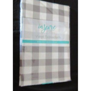 Grey and White Buffalo Style Vinyl Tablecloth 52x52